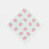 Rosa Erdbeeren Streifen Serviette (Ecke)