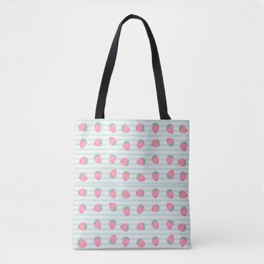 Rosa Erdbeeren Streifen Tasche (Vorderseite)