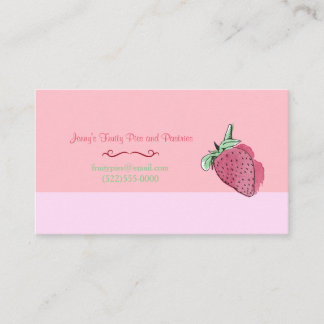 Rosa Erdbeerentwurf und -logo Visitenkarte