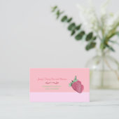 Rosa Erdbeerentwurf und -logo Visitenkarte (Stehend Vorderseite)