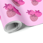 Rosa Erdbeerfeld Sommer niedliche Naturfrüchte Geschenkpapier (Rolleneckpunkt)