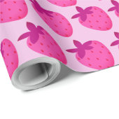 Rosa Erdbeerfeld Sommer niedliche Naturfrüchte Geschenkpapier (Rolleneckpunkt)