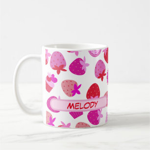 Rosa Erdbeerfeld Sommer tropische erste Kaffeetasse