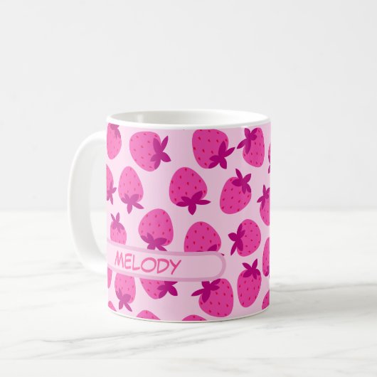 Rosa Erdbeerfeld Sommerfrucht erste Kaffeetasse (Vorderseite Links)