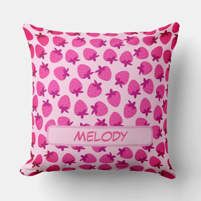 Rosa Erdbeerfeld Sommerfrucht erste Kissen (Vorderseite)