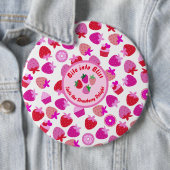 Rosa Erdbeerfeld Sommergebäck Naturfrüchte Button (Beispiel)