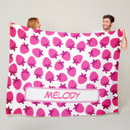 Rosa Erdbeerfeld Sommergebäck Naturfrüchte Fleecedecke