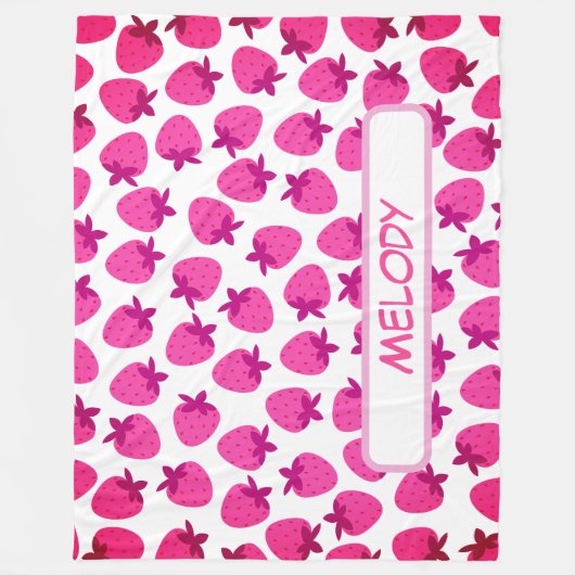 Rosa Erdbeerfeld Sommergebäck Naturfrüchte Fleecedecke (Vorderseite)