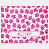 Rosa Erdbeerfeld Sommergebäck Naturfrüchte Fleecedecke (Vorderseite (Horizontal))