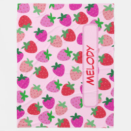 Rosa Erdbeerfeld Sommergebäck Naturfrüchte Fleecedecke