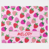 Rosa Erdbeerfeld Sommergebäck Naturfrüchte Fleecedecke (Vorderseite (Horizontal))