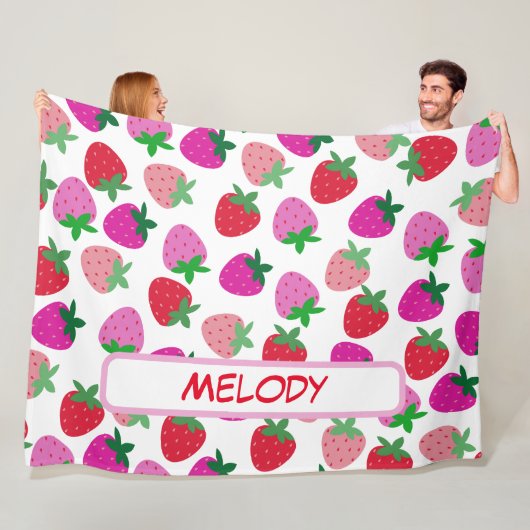 Rosa Erdbeerfeld Sommergebäck Naturfrüchte Fleecedecke (Beispiel)
