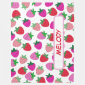 Rosa Erdbeerfeld Sommergebäck Naturfrüchte Fleecedecke (Vorderseite)