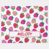 Rosa Erdbeerfeld Sommergebäck Naturfrüchte Fleecedecke (Vorderseite (Horizontal))