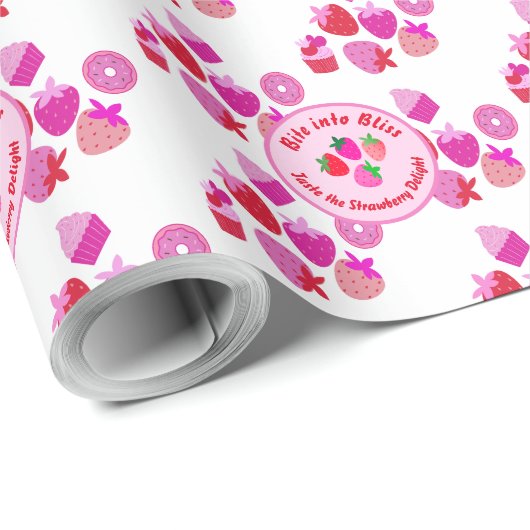 Rosa Erdbeerfeld Sommergebäck Naturfrüchte Geschenkpapier (Rolleneckpunkt)