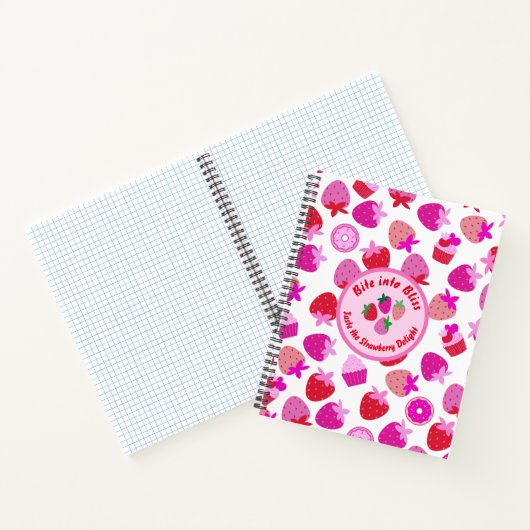 Rosa Erdbeerfeld Sommergebäck Naturfrüchte Notizblock (Innenseite)