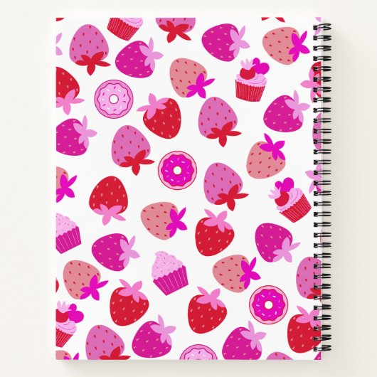 Rosa Erdbeerfeld Sommergebäck Naturfrüchte Notizblock (Rückseite)