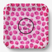 Rosa Erdbeerfeld Sommergebäck Naturfrüchte Pappteller (Vorderseite)