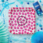 Rosa Erdbeerfeld Sommergebäck Naturfrüchte Pappteller (Party)