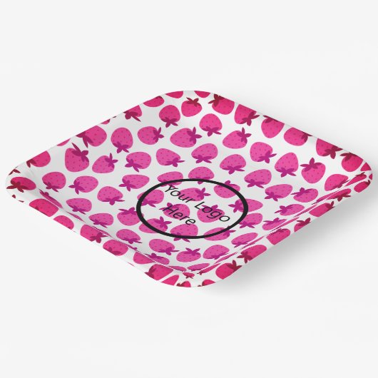 Rosa Erdbeerfeld Sommergebäck Naturfrüchte Pappteller (Gewinkelt)