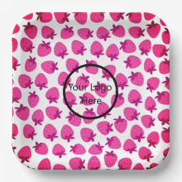 Rosa Erdbeerfeld Sommergebäck Naturfrüchte Pappteller