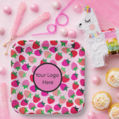 Rosa Erdbeerfeld Sommergebäck Naturfrüchte Pappteller (Party)