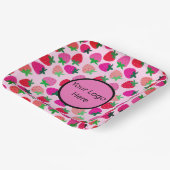 Rosa Erdbeerfeld Sommergebäck Naturfrüchte Pappteller (Gewinkelt)