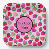 Rosa Erdbeerfeld Sommergebäck Naturfrüchte Pappteller (Vorderseite)