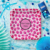 Rosa Erdbeerfeld Sommergebäck Naturfrüchte Pappteller (Party)