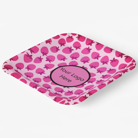 Rosa Erdbeerfeld Sommergebäck Naturfrüchte Pappteller (Gewinkelt)