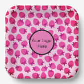 Rosa Erdbeerfeld Sommergebäck Naturfrüchte Pappteller (Vorderseite)