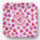 Rosa Erdbeerfeld Sommergebäck Naturfrüchte Pappteller (Vorderseite)