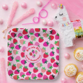 Rosa Erdbeerfeld Sommergebäck Naturfrüchte Pappteller (Party)