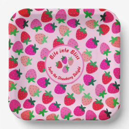 Rosa Erdbeerfeld Sommergebäck Naturfrüchte Pappteller