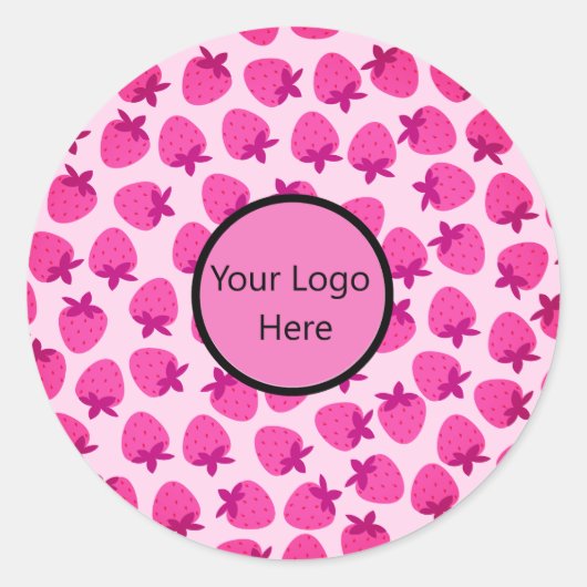 Rosa Erdbeerfeld Sommergebäck Naturfrüchte Runder Aufkleber (Vorderseite)