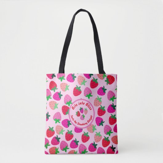 Rosa Erdbeerfeld Sommergebäck Naturfrüchte Tasche (Vorderseite)