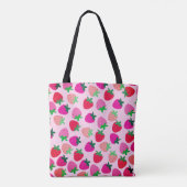 Rosa Erdbeerfeld Sommergebäck Naturfrüchte Tasche (Rückseite)