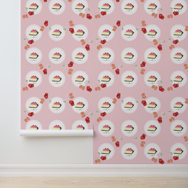 Rosa Erdbeerkuchen Tapete (Anwendung)