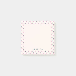 Rosa Erdbeermuster, individuelle Name Post-it Klebezettel