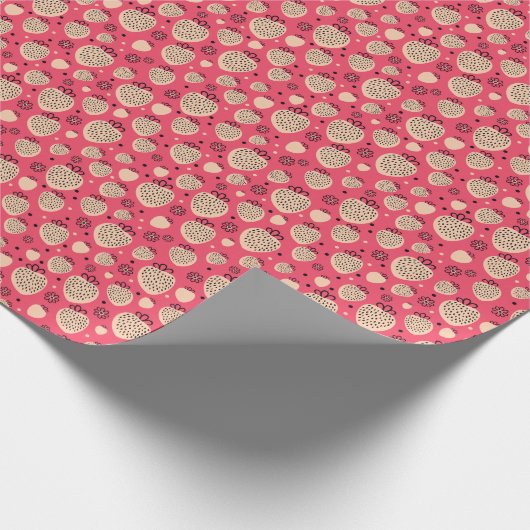 Rosa Erdbeermuster: nahtloses, süßes Design Geschenkpapier (Ecke)