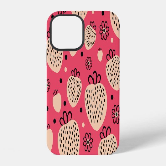 Rosa Erdbeermuster: nahtloses, süßes Design iPhone Hülle (Rückseite)