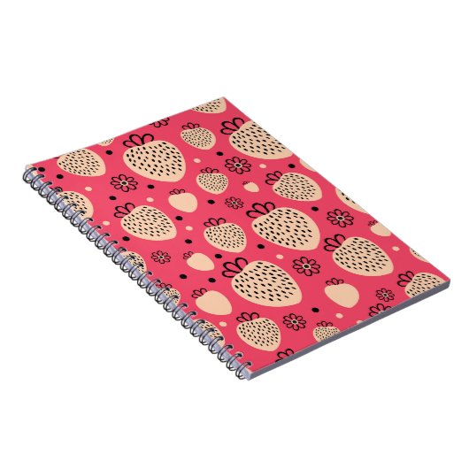 Rosa Erdbeermuster: nahtloses, süßes Design Notizblock (Rechte Seite)