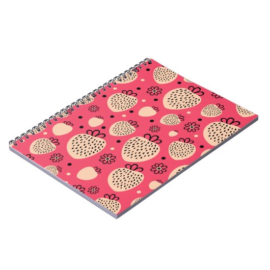 Rosa Erdbeermuster: nahtloses, süßes Design Notizblock (Linke Seite)