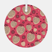 Rosa Erdbeermuster: nahtloses, süßes Design Ornament Aus Glas (Rückseite)