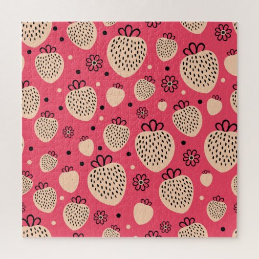Rosa Erdbeermuster: nahtloses, süßes Design Puzzle (Vertikal)