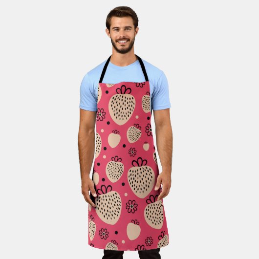 Rosa Erdbeermuster: nahtloses, süßes Design Schürze (Getragen)