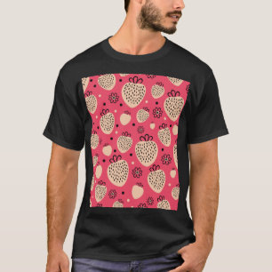Rosa Erdbeermuster: nahtloses, süßes Design T-Shirt