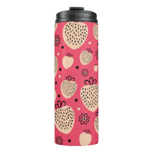 Rosa Erdbeermuster: nahtloses, süßes Design Thermosbecher