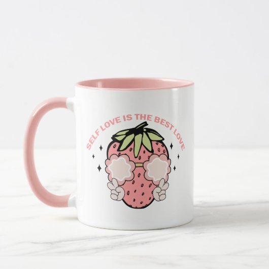 Rosa ErdbeerSelbstreinigung Liebe ist die beste Li Tasse (Links)