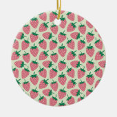 Rosa Erdbeersommer-Muster Keramik Ornament (Vorne)